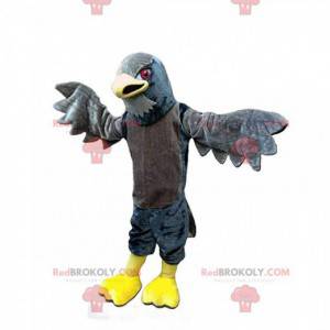 Mascote gigante de falcão cinza, fantasia de águia cinza -