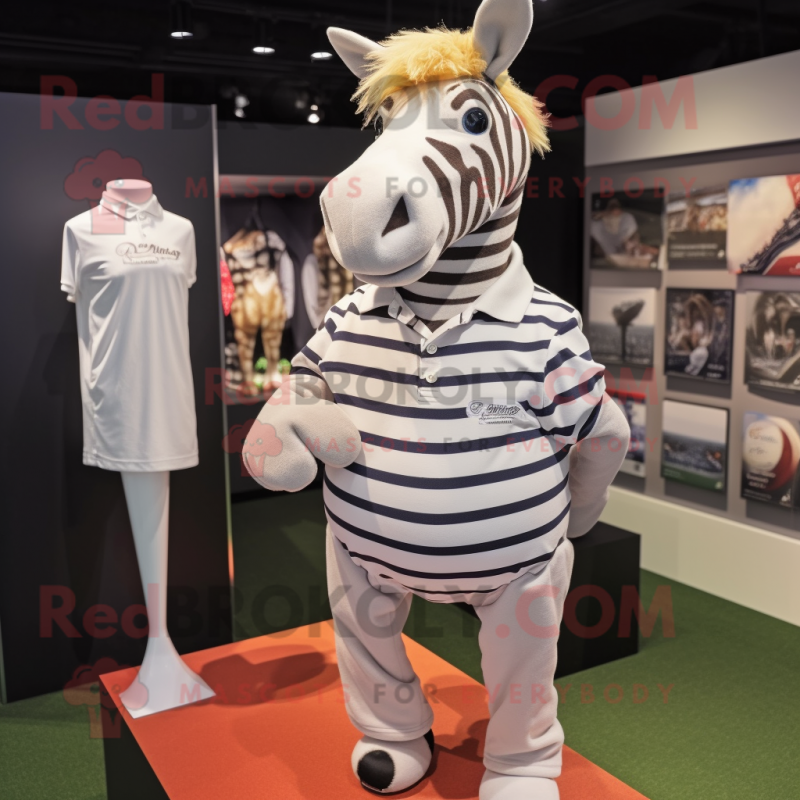 nan Quagga mascot costume character dressed with a Polo Shirt and Cufflinks