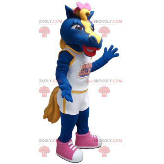 Mascote cavalo azul e amarelo - Redbrokoly.com