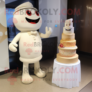 Beżowy tort weselny w...