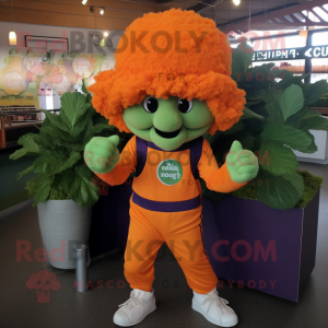 Orange Cauliflower mascot costume character dressed with a Capri Pants and Caps