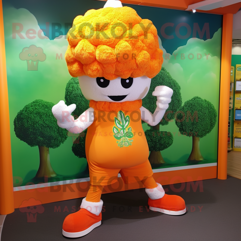Orange Cauliflower mascot costume character dressed with a Capri Pants and Caps