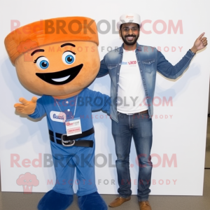 Rust Tikka Masala mascot costume character dressed with a Boyfriend Jeans and Necklaces