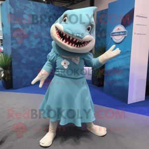 nan Shark mascot costume character dressed with a Pleated Skirt and Anklets