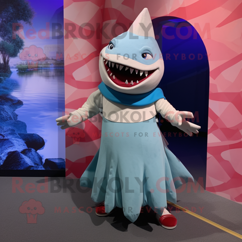 nan Shark mascot costume character dressed with a Pleated Skirt and Anklets nan Shark mascot costume character dressed with a Pleated Skirt and Anklets