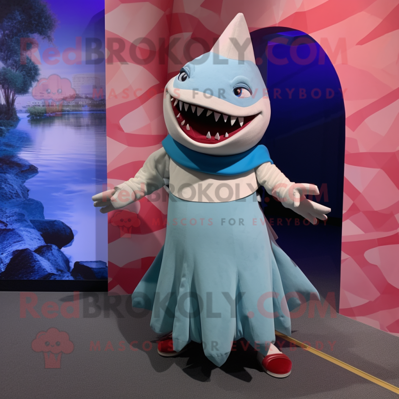 nan Shark mascot costume character dressed with a Pleated Skirt and Anklets