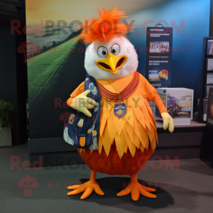 Orange Roosters mascot costume character dressed with a Maxi Skirt and Keychains