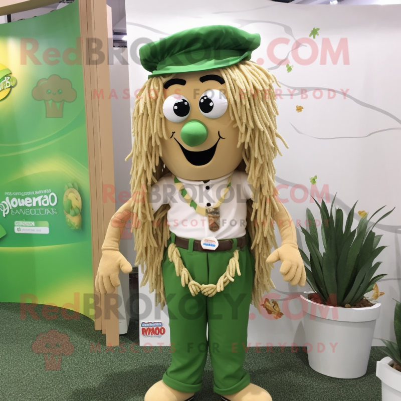nan Pesto Pasta mascot costume character dressed with a Chinos and Necklaces nan Pesto Pasta mascot costume character dressed with a Chinos and Necklaces