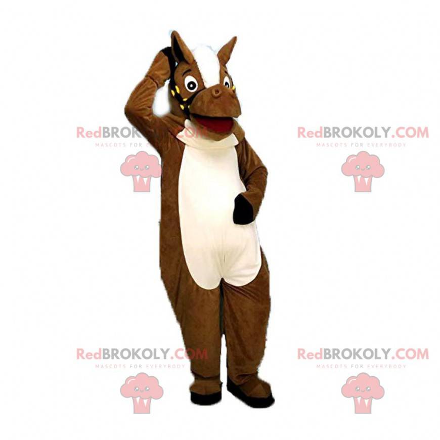 Hnědý a bílý kůň maskot, kostým koně - Redbrokoly.com