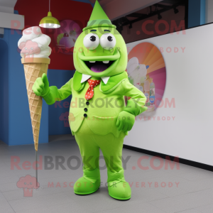 Limegrønn iskrem maskot...