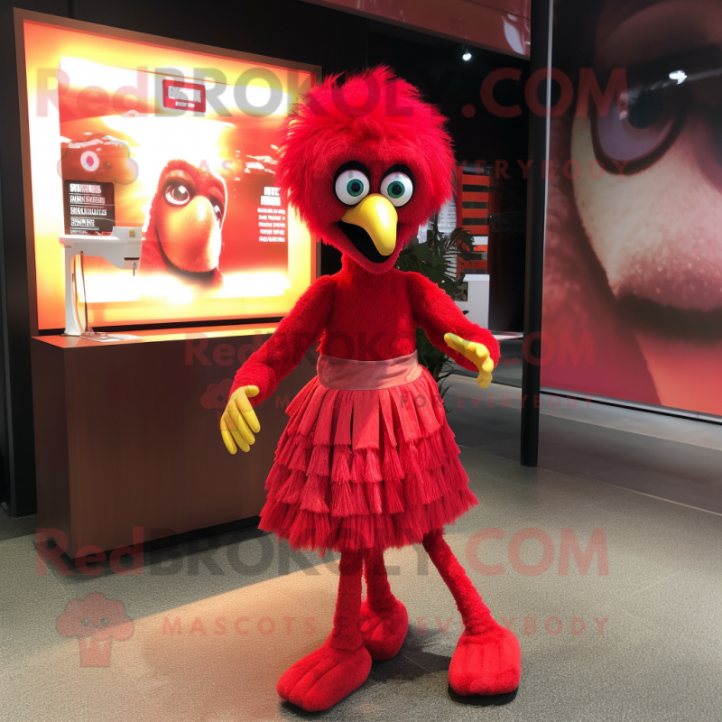 Red Emu mascot costume character dressed with a Culottes and Anklets Red Emu mascot costume character dressed with a Culottes and Anklets