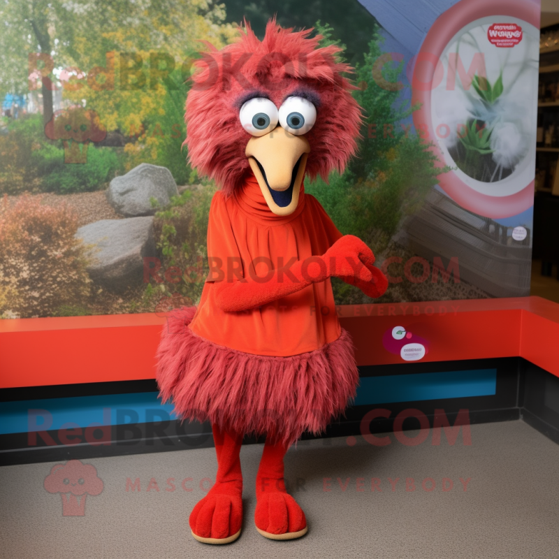 Red Emu mascot costume character dressed with a Culottes and Anklets Red Emu mascot costume character dressed with a Culottes and Anklets