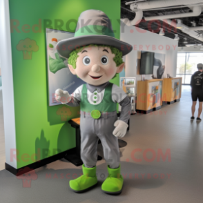 Gray Leprechaun mascot costume character dressed with a Playsuit and Keychains