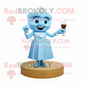 Sky Blue Engagement Ring mascot costume character dressed with a Cocktail Dress and Bracelet watches