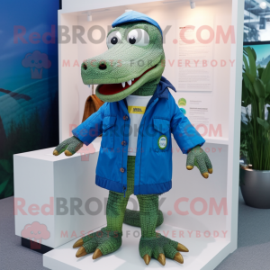 Blauwe krokodil mascotte...