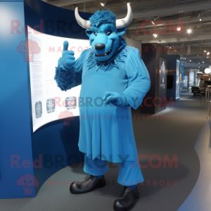 Blauwe Minotaurus mascotte...