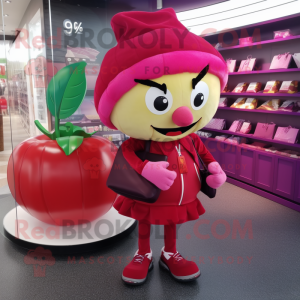 Magenta Apple maskot kostym...