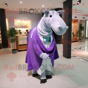 Lavender Tapir mascot costume character dressed with a Polo Tee and Shawls
