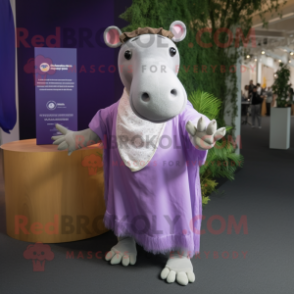 Lavender Tapir mascot costume character dressed with a Polo Tee and Shawls