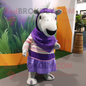 Lavender Tapir mascot costume character dressed with a Polo Tee and Shawls