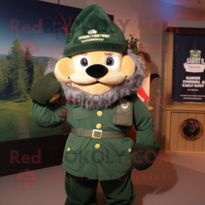 Forest Green Civil War Soldier mascot costume character dressed with a Parka and Beanies