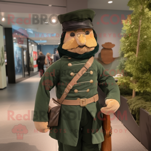 Forest Green Civil War Soldier mascot costume character dressed with a Parka and Beanies