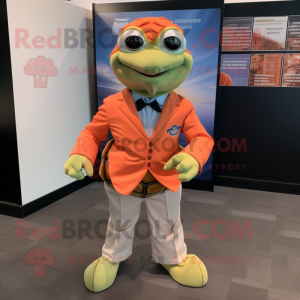 Peach Turtle mascot costume character dressed with a Moto Jacket and Pocket squares