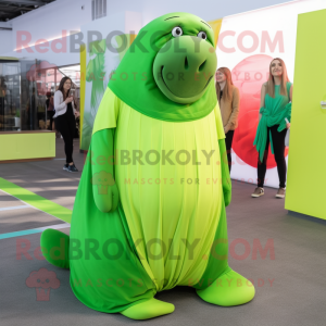 Lime Green Walrus mascotte...