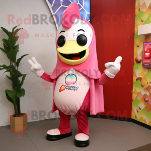 Pink Pepper mascot costume character dressed with a Hoodie and Brooches