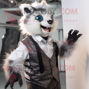 Sølv Skunk maskot kostume...