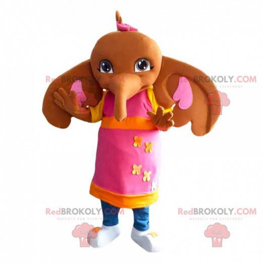 Mascot Sula, den farverige elefant, ven med Bing Bunny -
