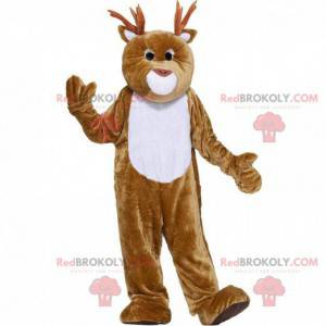 Brown and white reindeer mascot, Christmas holiday costume -