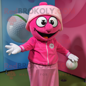 Rosa golfball maskot drakt...