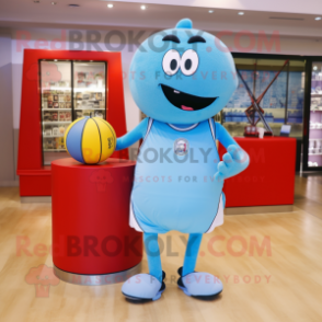 Sky Blue Basketball Ball mascot costume character dressed with a Running Shorts and Wallets
