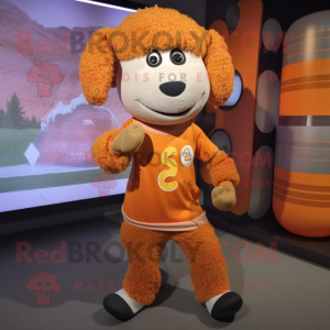 Rust Sheep mascot costume character dressed with a Yoga Pants and Anklets