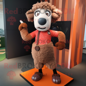 Rust Sheep mascot costume character dressed with a Yoga Pants and Anklets