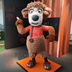 Rust Sheep mascot costume character dressed with a Yoga Pants and Anklets