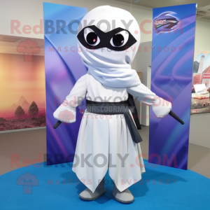 Hvid Ninja maskot kostume...