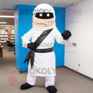 Hvid Ninja maskot kostume...