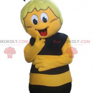 Mascotte d'abeille jaune et noir, expressive et comique -