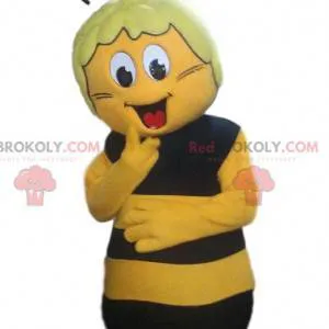 Yellow and black bee mascot, expressive and comical -