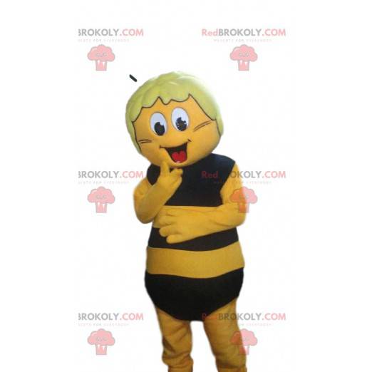 Mascotte d'abeille jaune et noir, expressive et comique -