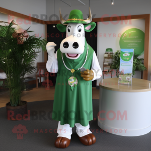 Grøn Guernsey Cow maskot...