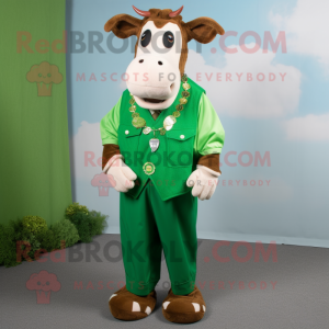 Grøn Guernsey Cow maskot...