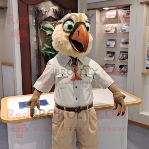 Tan Parrot mascot costume character dressed with a Poplin Shirt and Cufflinks