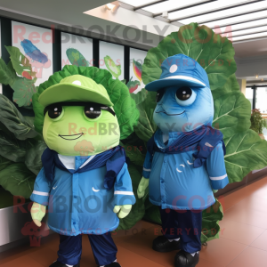 Blue Cabbage Leaf maskot...