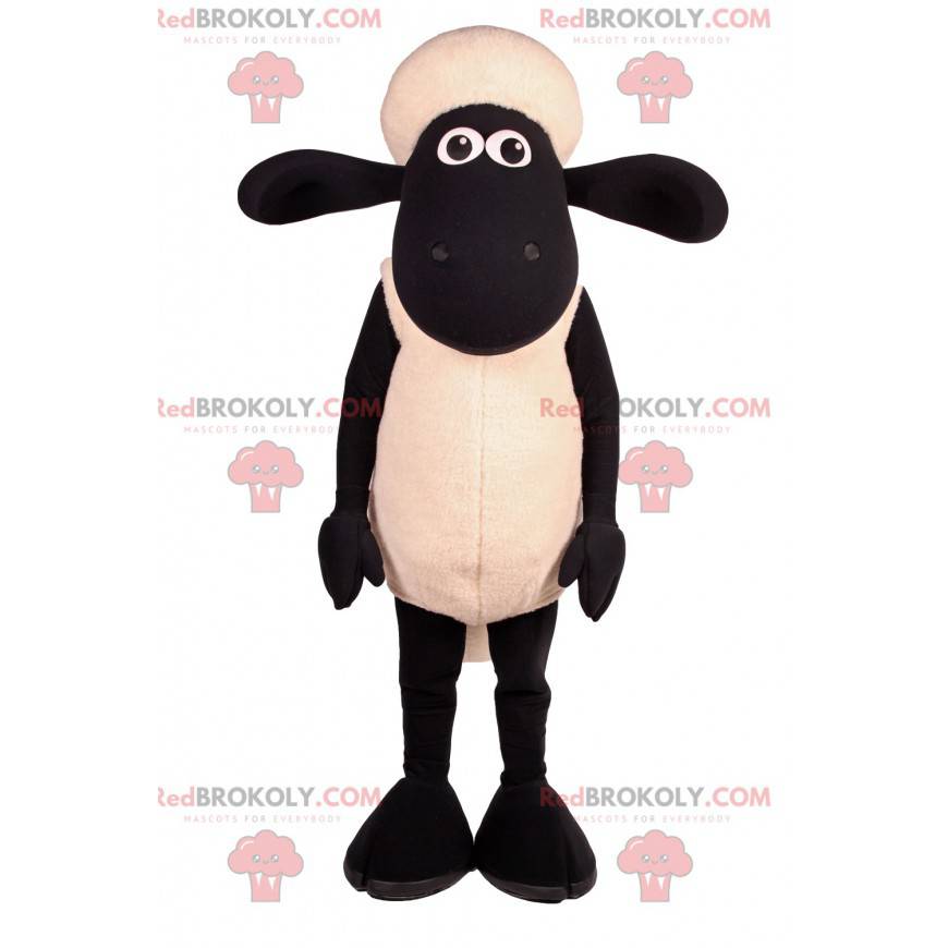 Zwart-witte schapenmascotte met grote oren - Redbrokoly.com Zwart-witte schapenmascotte met grote oren - Redbrokoly.com