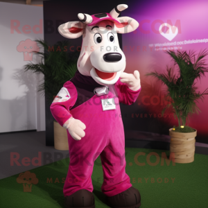 Magenta Jersey Cow maskot...