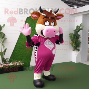 Magenta Jersey Cow maskot...