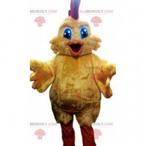 Mascotte de super poulet jaune. Costume de super poulet -
